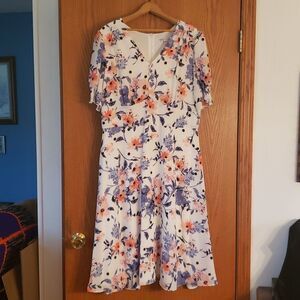 NWOT Beautiful Floral Design Sandra Darren Dress Sz 14